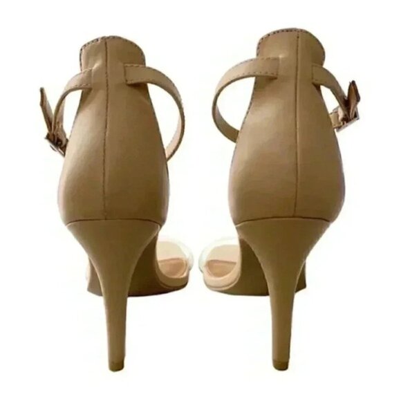 Steve Madden Nude Translucent Vinyl High Heel Ankle Strap Minimalist Sandals 9 - Picture 6 of 15